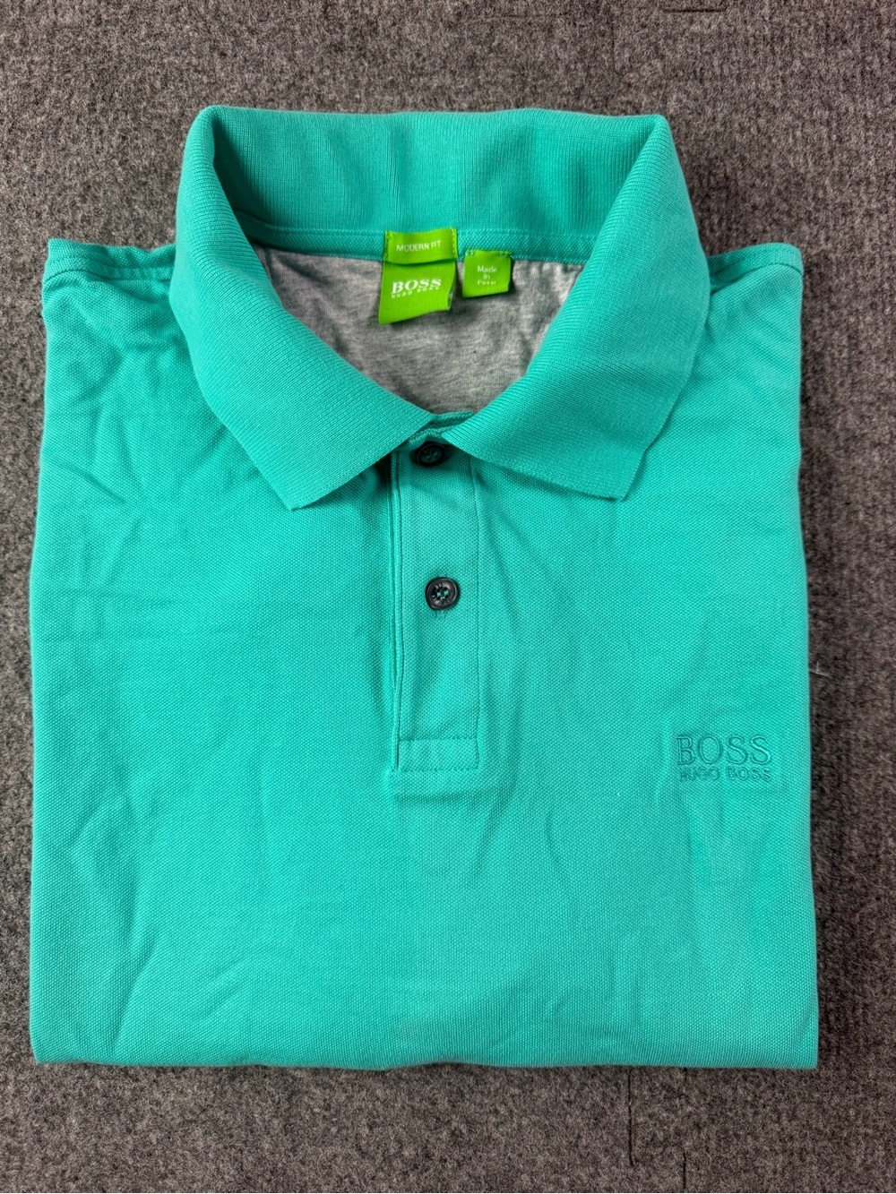 Hugo Boss Modern Fit Mens  100% Cotton Short Sleeve Polo Shirt Size XL Turquoise